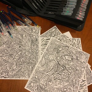 5 Challenging Coloring Pages, Fun for Adults and Children: The Swirly Pack