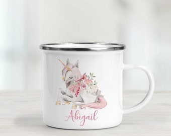 Personalised Unicorn Enamel Mug - Unicorn Camping Mug