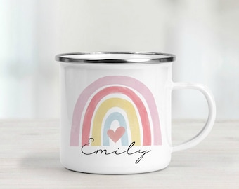 Personalised Rainbow Enamel Mug - Camping Mug