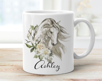 Horse with Roses Mug - Personalised Mug