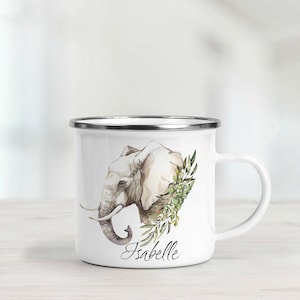 Personalised Elephant Enamel Mug - Elephant Camping Mug