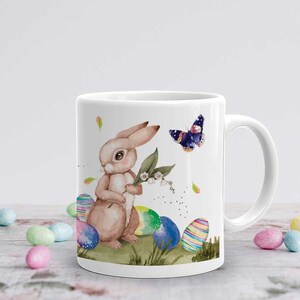 Personalised Easter Mug - Personalised Ceramic Mug - Bunny with Eggs Mug