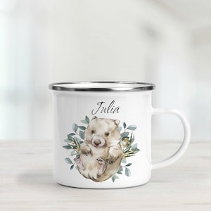 Personalised Baby Wombat Enamel Mug - Baby Wombat Camping Mug