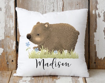 Wombat Cushion Cover - Personalised Cushion Cover - Australian Native Animal