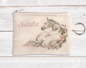 Personalised Coin Purse Horse | Custom Kids Coin Pouch | Canvas Mini Purse