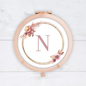 Personalisierter Taschenspiegel Blumenrahmen - Personalisiertes Brautjungferngeschenk