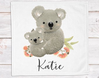 Personalised Face Towel - Koala and Joey - Baby Face Cloth