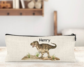 Estuche de lino personalizado - Estuche de lápices Tyrannosaurus