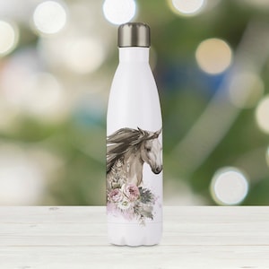 Personalised Drink Bottle - Floral Horse