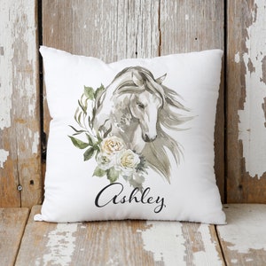 Horse with Roses Cushion Cover - Personalised Cushion Cover