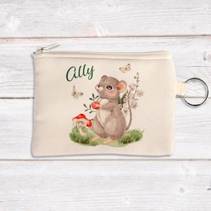 Personalised Mouse Coin Pouch, Custom Canvas Pouch