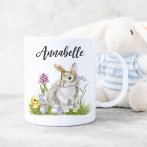 Tasse en polymère personnalisée Lapin et poulet Tasse personnalisée pour enfants image 1