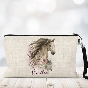 Personalised Cosmetic Bag - Makeup Bag - Floral Horse