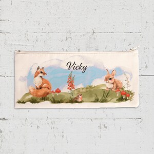 Personalised Pencil Case - Fox and Rabbit
