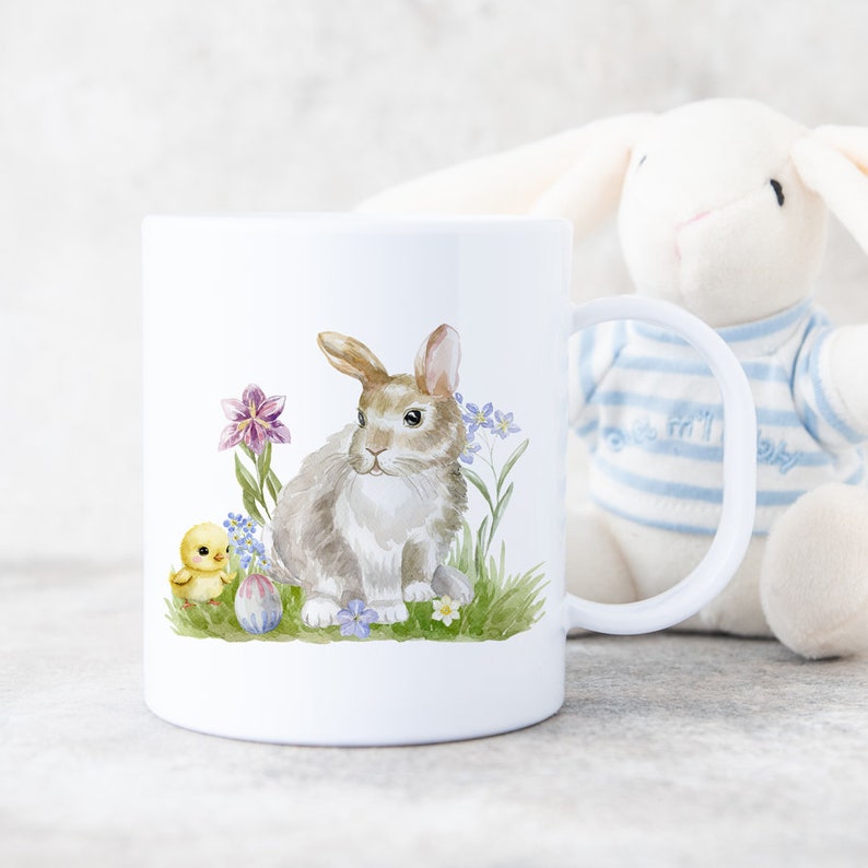 Tasse en polymère personnalisée Lapin et poulet Tasse personnalisée pour enfants image 2