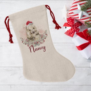Personalised Christmas Stocking, Wombat Stocking, Australian Native Animal Stocking