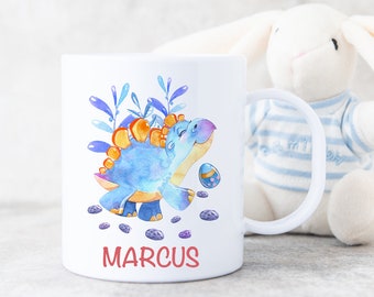 Personalised Polymer Mug, Stegosaurus Mug, Personalised Kids Cup, Kids Dinosaur Mug