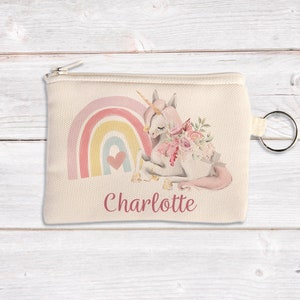 Personalised Unicorn Coin Pouch - Unicorn with Rainbow