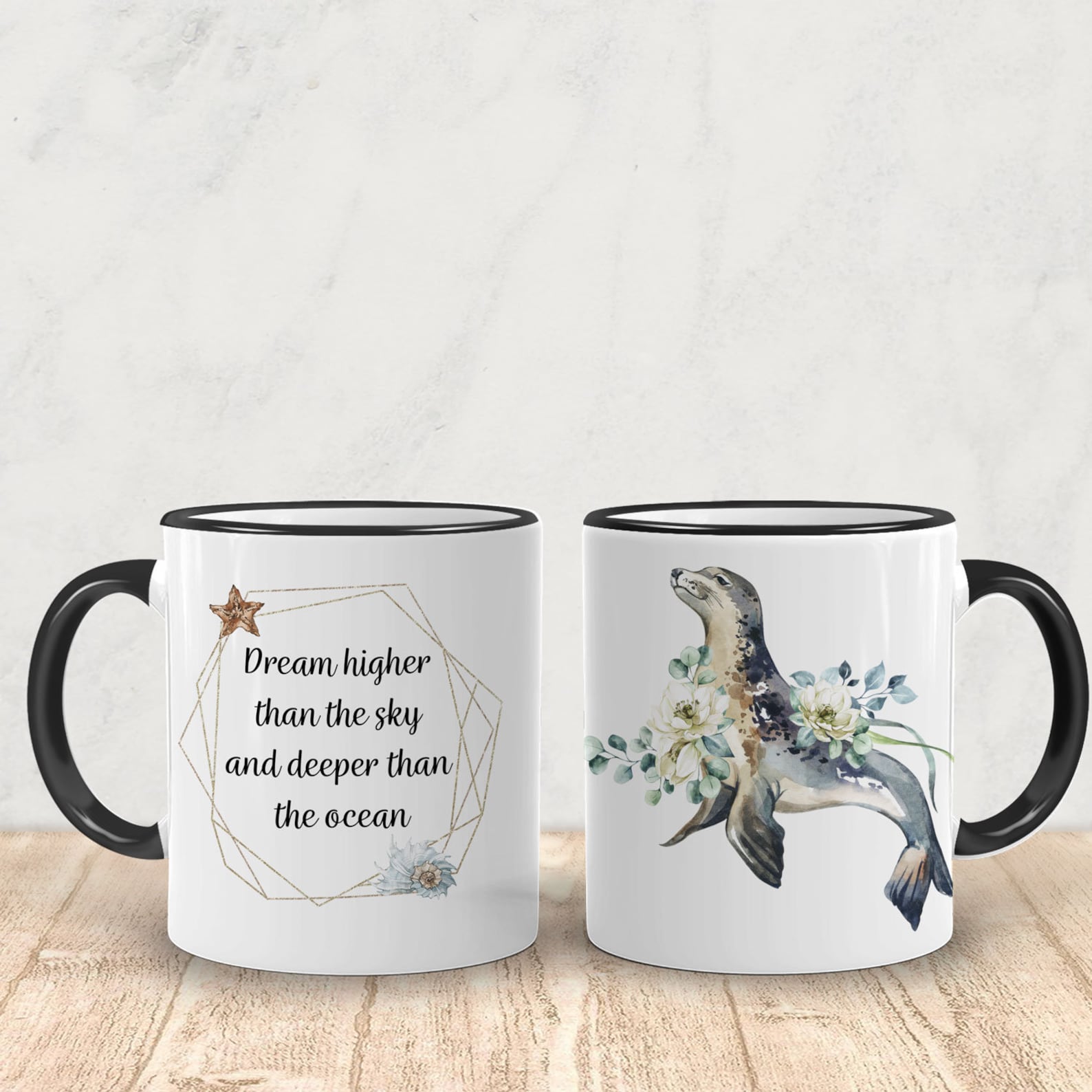 Seal Mug Personalised Seal Mug with Flowers Etsy