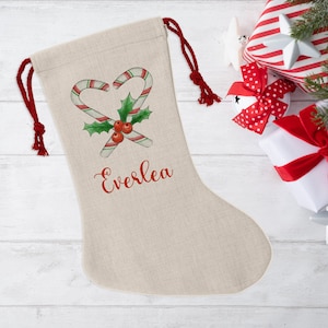 Personalised Christmas Stocking, Candy Cane Stocking