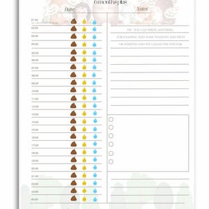 Unwohl Baby Gesundheit Tracker Karten für mehr als 6 Monate, perfekt für stündliche Tracking, Urin, Poop, Flüssigkeitsaufnahme, Medikationsverfolgung