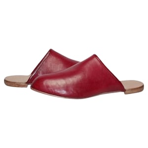 17th & 18th Century Handmade Reproduction Women’s Red Moroccan Leather Mules