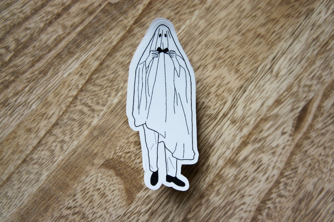 Ghost With Bow Tie Vinyl Sticker - Etsy