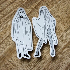 Ghost With Bow Tie Vinyl Sticker - Etsy