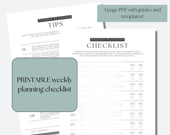 Weekly planning checklist PDF, printable planning checklist, planning template, printable planner