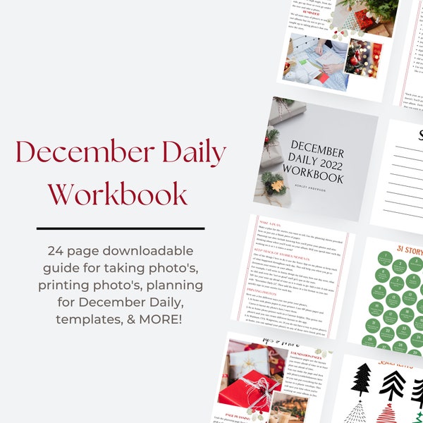 December Daily Workbook, Downloadable PDF, December Daily Printable, Scrapbooking Kit for December Daily