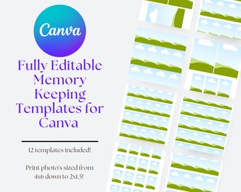 12 Memory Planning Photo Templates, Scrapbook Templates, Photo Template, Canva Templates, Canva Scrapbook Templates