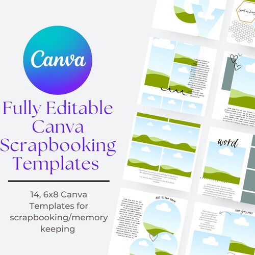 14-6x8-editable-scrapbook-templates-canva-scrapbook-etsy
