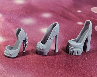 3 pair of Goth Styled 3D Printed G1 Doll Shoes
