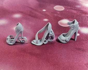 3 pair of Fantasy Styled 3D Printed G1 Doll Shoes