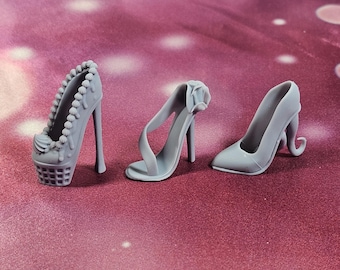 3 pair of Whimsical Styled 3D Printed G1 Doll Shoes
