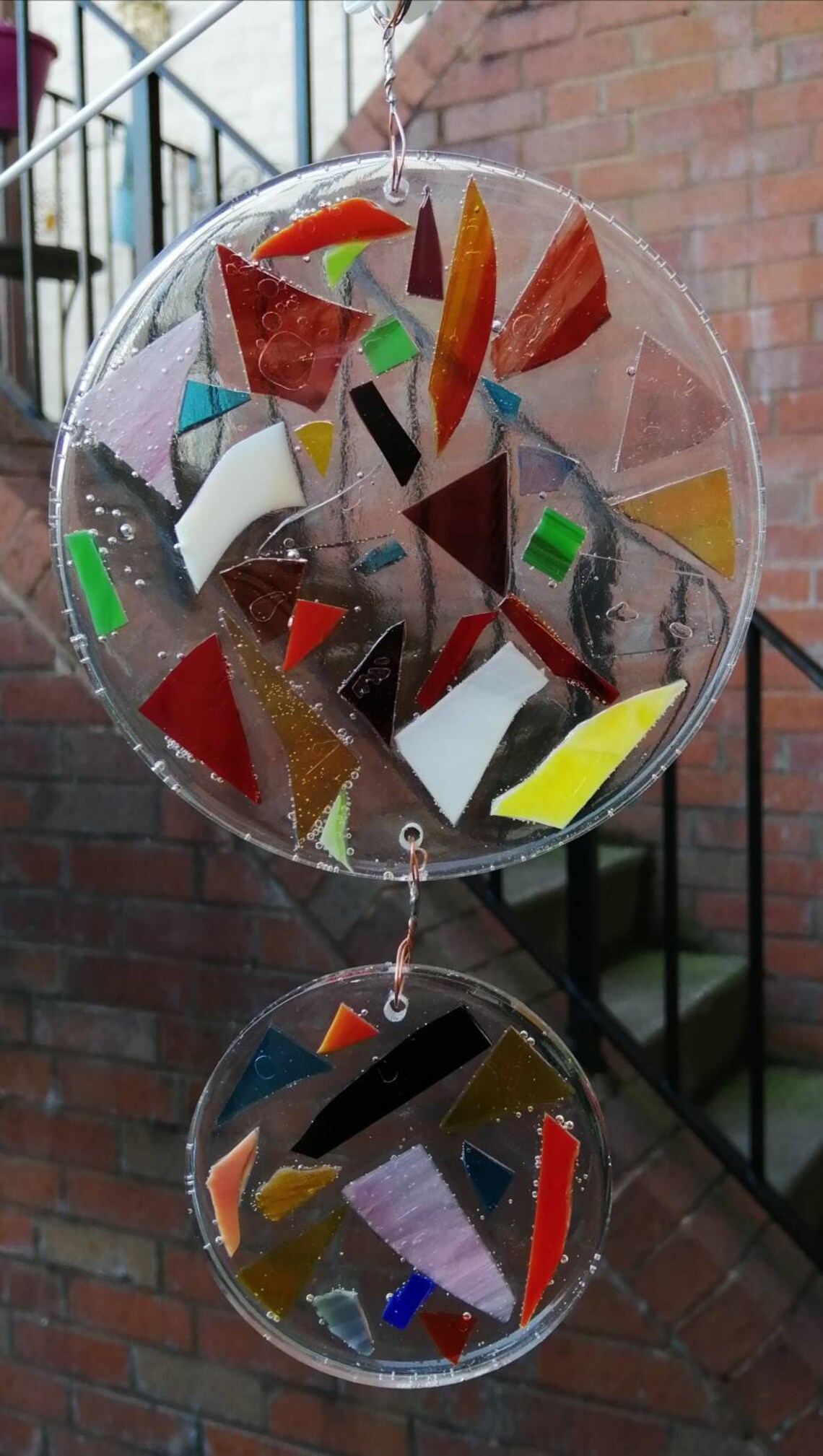 Hanging Handmade Stained Glass Shards and Resin Suncatcher Etsy