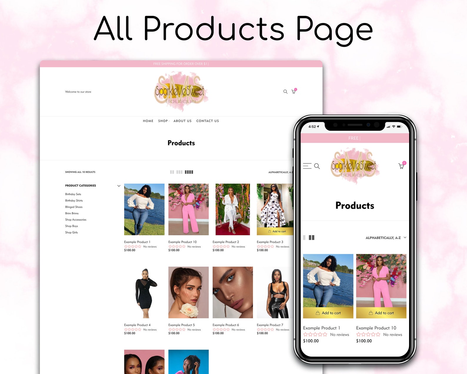 Baby Clothes Wix site Template Wix site Banner Wix Etsy