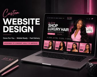 Luxury Hair Website Design, Custom Wig & Bundle Shopify Store for Vendors