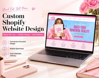 Custom Shopify Website Design for Small Business | Boutique Ecommerce Store Setup | Feminine Pink Shopify Theme Design Service