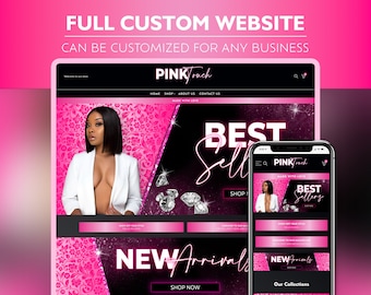 Pink Glitter Shopify Website Design: Custom Web Banners