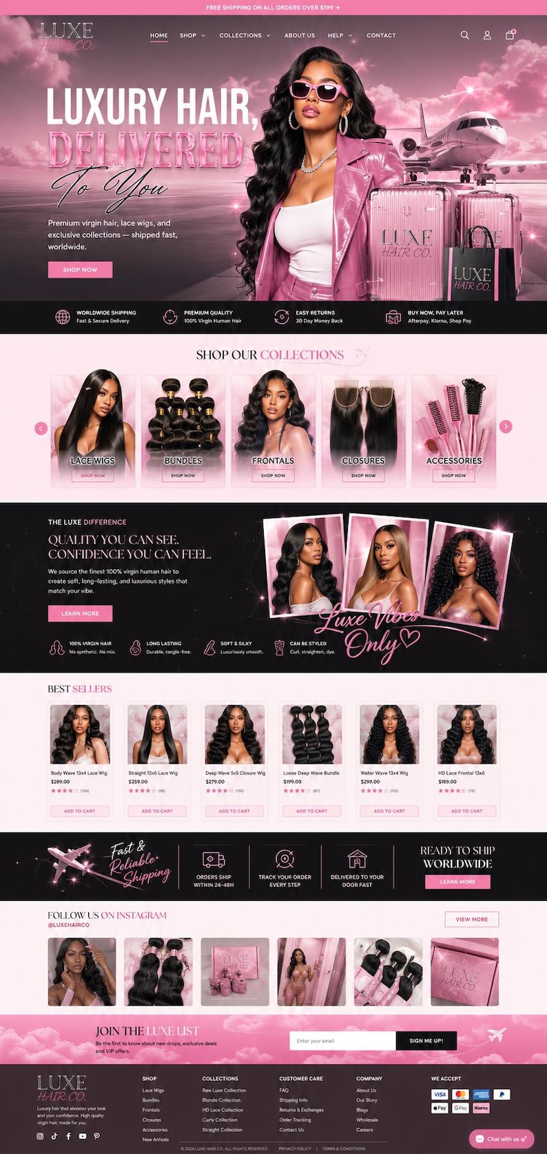 Custom Hair Website Design | Wig & Hair Extension Business Shopify Store | Hair Boutique Ecommerce Web Design Service image 2