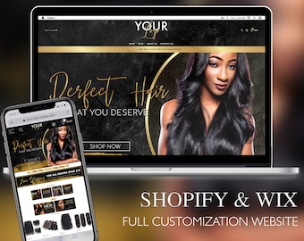 Website Templates, Editable Website Shopify Banners, Wix Online shop Banners, Black and Gold, E-Commerce Site, Banner Template