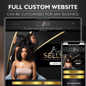 Dark black ang gold theme for business, shopify glitter banner edition in canva, premium template for ecommerce website, diy luxury website