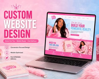 Custom Planner Website Design | Stationery & Journal Shopify Store | Girly Pink Planner Brand Ecommerce Web Design