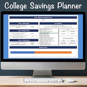 College Savings Spreadsheet Template, Digital College Tuition Planner, Financial Planner, College Tuition Calculator - Excel