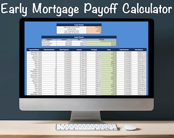 Early Mortgage Payoff Calculator for Google Sheets, Mortgage Payoff Tracker, Debt Payoff, Mortgage Payment, Mortgage Amortization Calculator