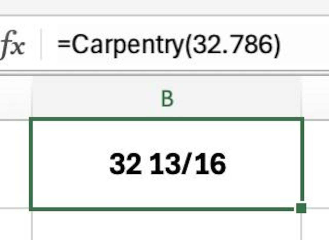 Excel Decimal to Tape Measure Converter Function