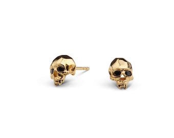 Pendientes de sementales de calavera / Pendientes de oro / Pendientes de calavera / Pendientes punk / Pendientes unisex