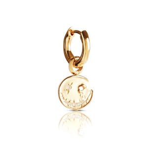 Smile Hoop Earring – June – Moon Stone – Gold Plated