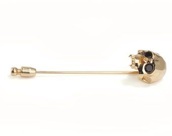 Skull Brooch pin | Gold plated Lapel pin | Skull brooch | Punk | Men | Unisex
